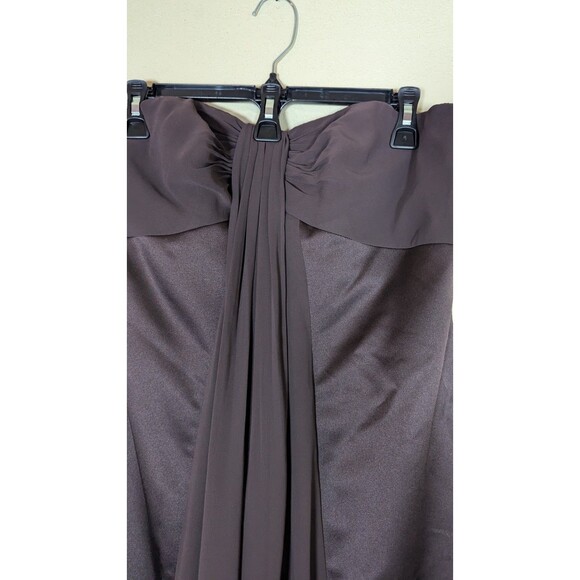 DAVID’S BRIDAL BROWN LONG FORMAL STRAPLESS DRESS W/ CHIFFON DRAPE, PROM SZ 12 - Picture 4 of 12